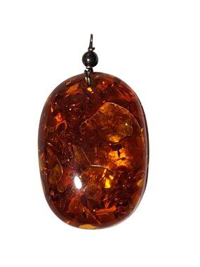Amber Gemstone Pendant Inclusions Oval Shape Polished Finish DIY Fashion Jewelry